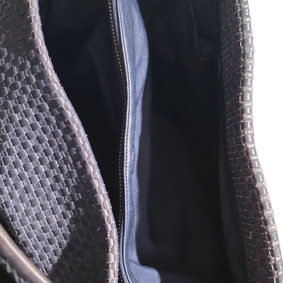 #84 Cole Haan Bethany Blue Woven Hobo Bag - Picture 7 of 12
